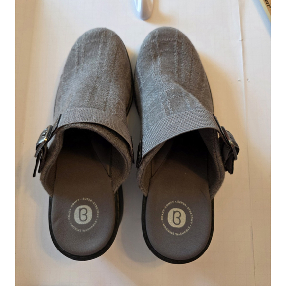 Bzees Shoes 9W Kitty Clogs Gray Wedge Heel Comfort EUC - Picture 2 of 13
